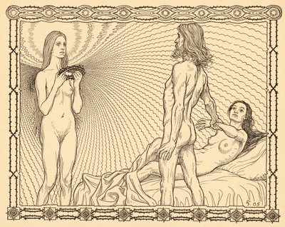 Die Ewige Braut, lámina 2, de la carpeta "Lebenszeichen", publicada en 1908 en Berlín por Fritz Heyder Verlag de Fidus
