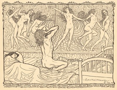 Gaukeltraum, lámina 5, de la carpeta "Lebenszeichen", publicada en 1908 en Berlín por Fritz Heyder Verlag de Fidus