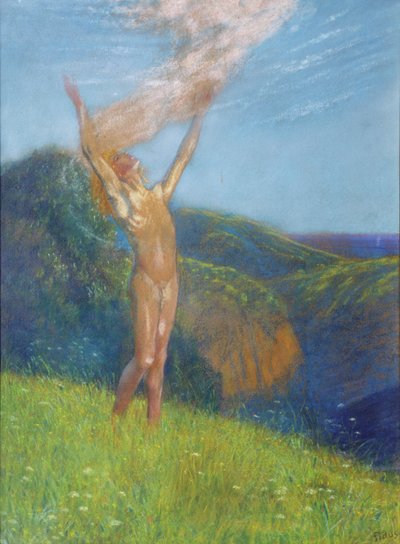El despertar de la primavera (pastel sobre papel) de Fidus
