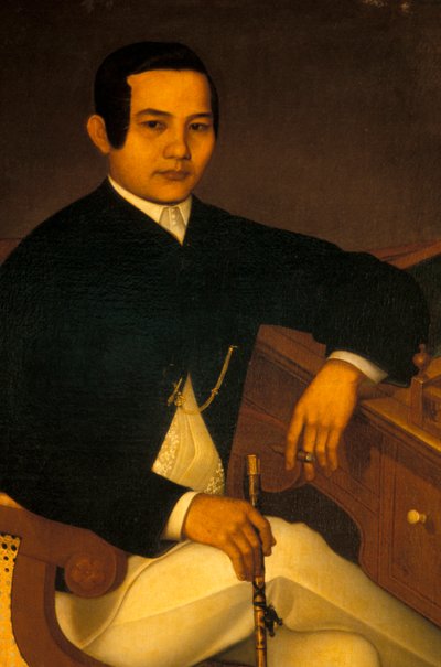 Retrato de un hombre con traje tradicional filipino de Filipino School