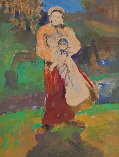 Madre e hijo en el paisaje de Filipp Andreevic Maljavin