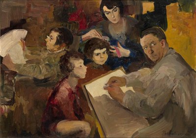 Autorretrato con familia de Filipp Andreevic Maljavin