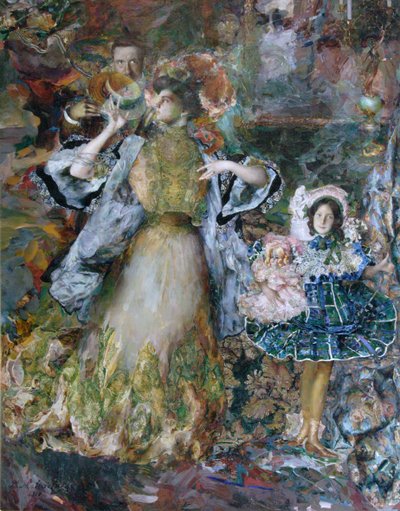 Autorretrato con esposa e hija, 1910 de Filipp Andreyevich Malyavin