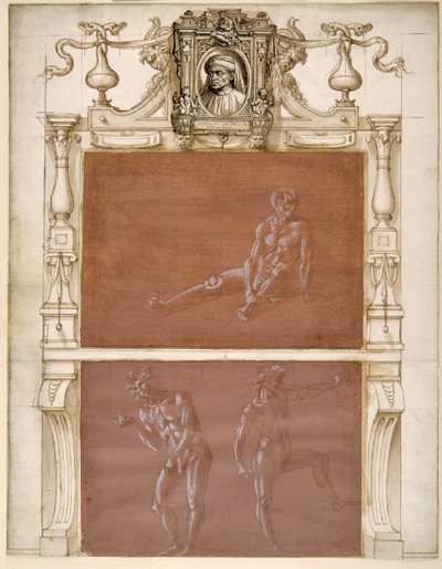 Un hombre desnudo sentado y dos desnudos masculinos de Filippino Lippi