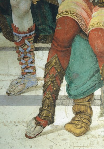 (detalle) del calzado, San Felipe el Apóstol frente al Templo de Marte en Hierápolis de Filippino Lippi
