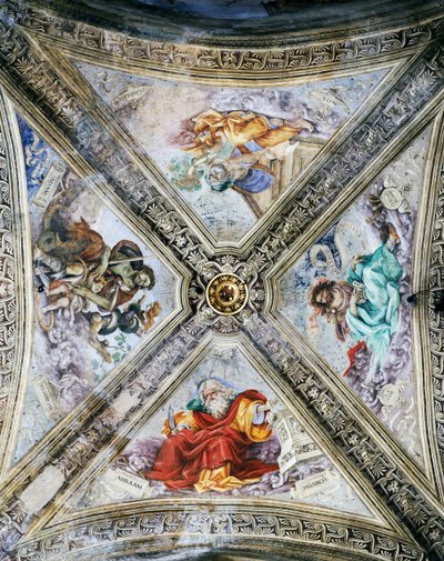 Frescos de Filippino Lippi en la cúpula, Capilla Strozzi. Iglesia de Santa Maria Novella, Florencia, Italia de Filippino Lippi