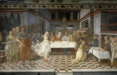 El banquete de Herodes, episodios de la vida de San Juan Bautista, c.1452-64 (fresco) de Filippino Lippi