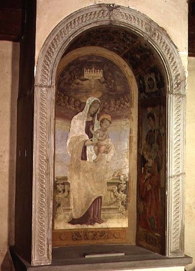 Madonna y el Niño con santos (detalle) de Filippino Lippi