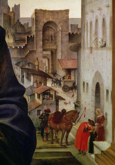 Retablo Nerli, detalle de la puerta de San Frediano en Florencia (detalle) de Filippino Lippi