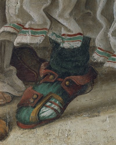 San Felipe expulsando al dragón del templo de Hierópolis (detalle del calzado) de Filippino Lippi