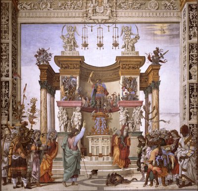 San Felipe exorcizando al demonio del templo de Marte, pared sur de la Capilla Strozzi, c.1497-1502 de Filippino Lippi