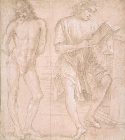 Joven de pie con las manos detrás de la espalda y un joven sentado leyendo, 1457-1504 de Filippino Lippi