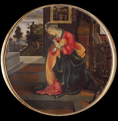 La Anunciación. Detalle de la Virgen de Filippino Lippi