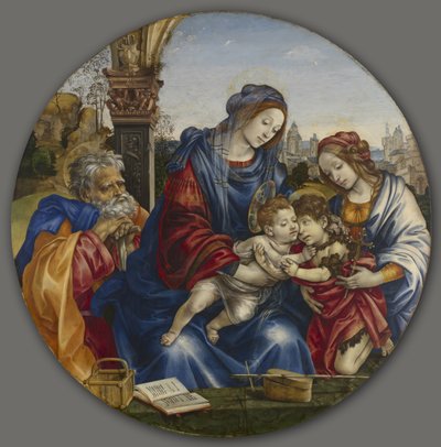 La Sagrada Familia con San Juan Bautista y Santa Margarita, c.1495 de Filippino Lippi