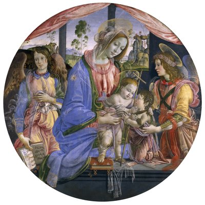 La Virgen y el Niño con el Niño San Juan y dos ángeles, mediados de la década de 1480 (temple sobre tabla) de Filippino Lippi
