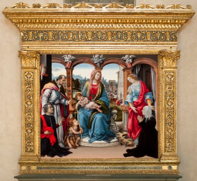 Virgen con niño y San Juan Bautista, San Martín y Santa Catalina de Alejandría de Filippino Lippi