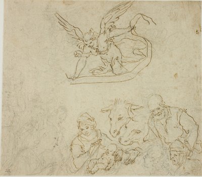 Natividad (recto); Virgen y Niño, Ángel (verso) de Filippo Bellini