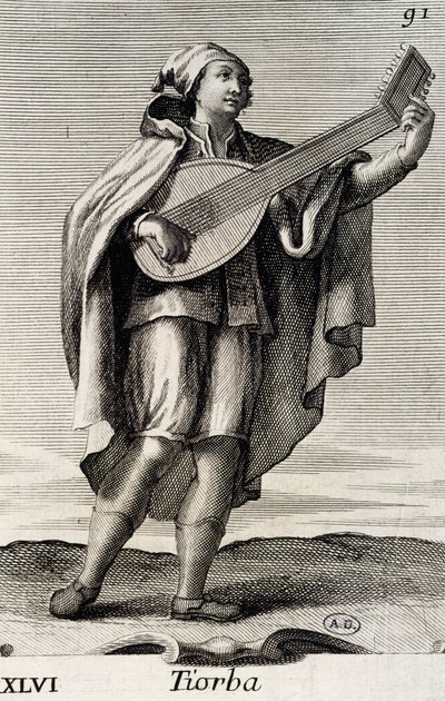 Hombre tocando la tiorba de Filippo Bonanni