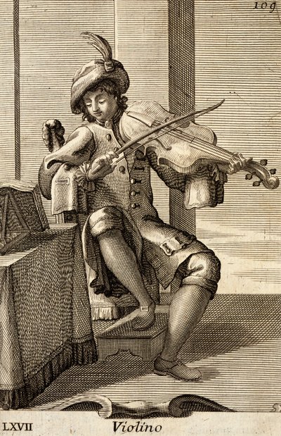 Hombre tocando el violín de Filippo Bonanni
