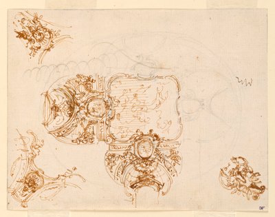 Diseño de techo para el Salone di Stupinigi (Salón principal del pabellón de caza) de Filippo Juvarra