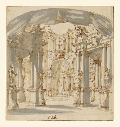 El patio de un palacio: Proyecto para un escenario de Filippo Juvarra