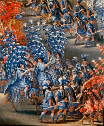 Fiesta en el Palazzo Barberini en honor a Cristina de Suecia, el 28/02/1656 (detalle). Pintura de Filippo Lauri (1623-1694) y Filippo Gagliardi (fallecido en 1659). Siglo XVII. Roma, Museo de Roma de Filippo Lauri