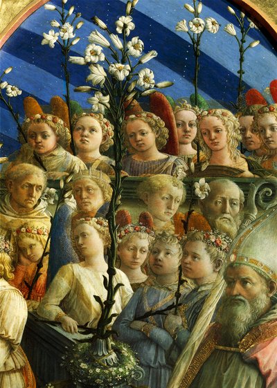 Coronación Maringhi o Coronación de la Virgen de Filippo Lippi (h. 1406-1469), temple sobre madera, 200x287 cm, detalle de Filippo Lippi