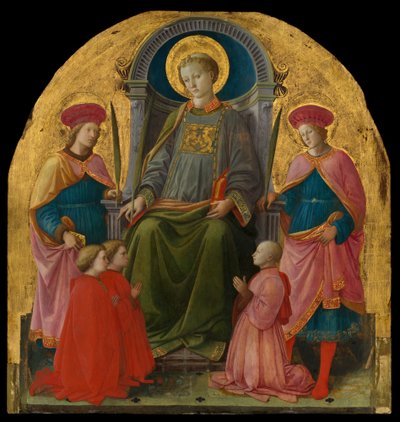 San Lorenzo Entronizado con Santos y Donantes, 1440s de Filippo Lippi