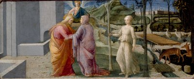 El encuentro en la Puerta Dorada, c. 1440-1445 de Filippo Lippi