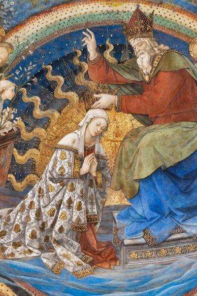 La Virgen María y Dios, detalle de la Coronación de María de Filippo Lippi