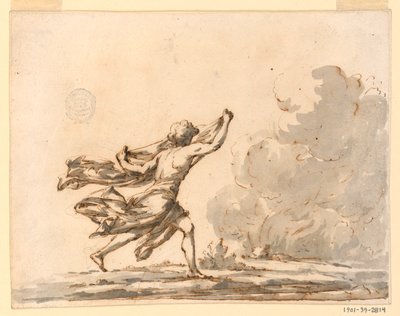 Dibujo, Un joven corriendo hacia el fuego, mediados del siglo XVIII de Filippo Marchionni