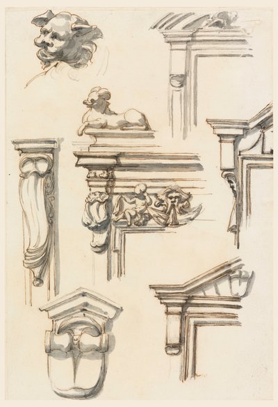 Dibujo, Estudios arquitectónicos, 1750-75 de Filippo Marchionni