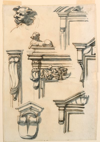 Dibujo, Estudios arquitectónicos, 1750-75 de Filippo Marchionni