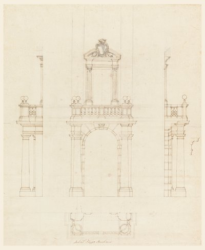 Dibujo, Caja y marco de una puerta, 1750-75 de Filippo Marchionni