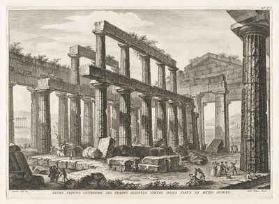 ¿Otra vista interior del templo hipaethral hexástilo desde el sur, de Antichit? de Pesto (Antigüedades de Paestum) de Filippo Morghen