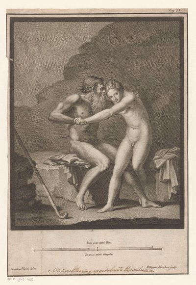 fauno desnudo asalta a un joven desnudo o una ninfa de Filippo Morghen