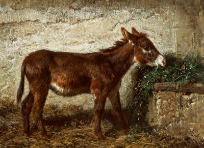 Asno en el pesebre de Filippo Palizzi (1818-1899) de Filippo Palizzi