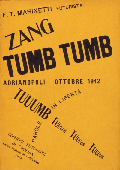 Portada del libro de Filippo Tommaso Marinetti "Zang Tumb Tumb" de 1912 de Filippo Tommaso Emilio Marinetti