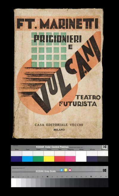 Futurismo: portada de "Prigionieri e Vulcani" 1927 de Filippo Tommaso Emilio Marinetti
