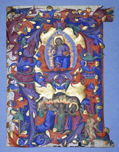Una gran "A" historiada con una representación de la Ascensión, c.1450 de Filippo di Matteo Torelli