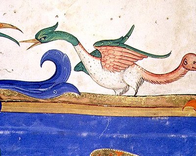 Misal 515 f.72v Pájaro fantástico con cola de cara de mono, detalle de un libro de coro ejecutado antes de 1449 (detalle) de Filippo di Matteo Torelli