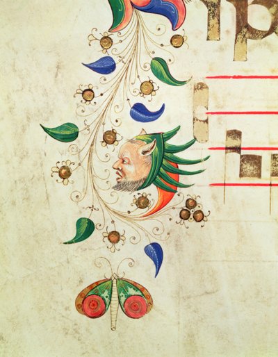 Misal 515 f.72v Borde foliado zoomórfico (detalle) de Filippo di Matteo Torelli