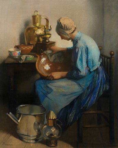 La mujer de la limpieza (óleo sobre lienzo) de Firmin Baes