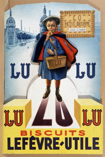 Galletas Lefèvre-Utile (LU) basado en el dibujo original de Firmin Bouisset - col. conservatorio del cartel en Bretaña de Firmin Bouisset