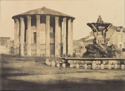 Templo de Vesta y Fuente, Piazza Bocca della Verita, ca. 1855 de Firmin Eugène Le Dien.