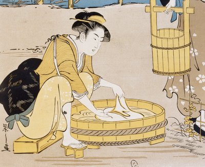Mujeres lavando en el río, portada de Firmin Gillot (1819-1872), Le Japon Artistique (Arte japonés), documentos de arte e industria recogidos por Siegfried Bing (1838-1905), publicación mensual de julio de 1889, Francia de Firmin Gillot