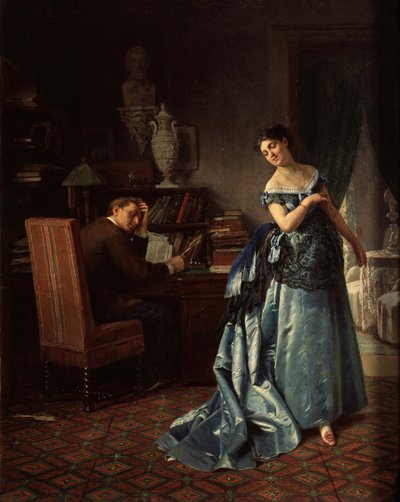 Una dama de moda. Preparación para un baile, 1872 de Firs Sergeevich Zhuravlev
