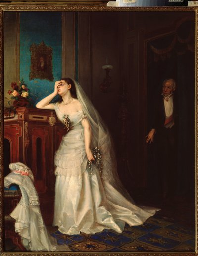 Después del matrimonio - Pintura de Firs Sergeevich Zhuraviev (1836-1901), óleo sobre lienzo de Firs Sergeevich Zhuravlev