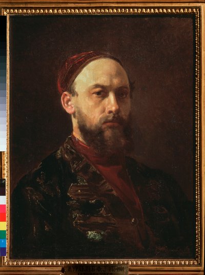 Autoretrato (Autorretrato) - pintura de Firs Sergeevich Zhuravlev (1836-1901), óleo sobre lienzo, arte ruso del siglo XIX - Galería Estatal Tretyakov, Moscú de Firs Sergeevich Zhuravlev