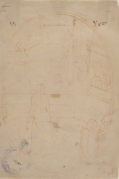 Dibujo para una ilustración de una serie Sat Sai de Bihari Lal: El mensaje de los ojos..., ca. 178 de First generation after Nainsukh